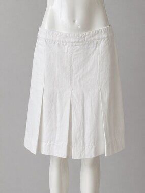 Burberry White Pleated Skirt Cotton A-Line IT38